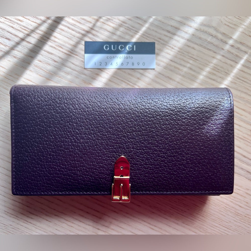Gucci Long Bifold Wallet, Vintage Buckle Clasp